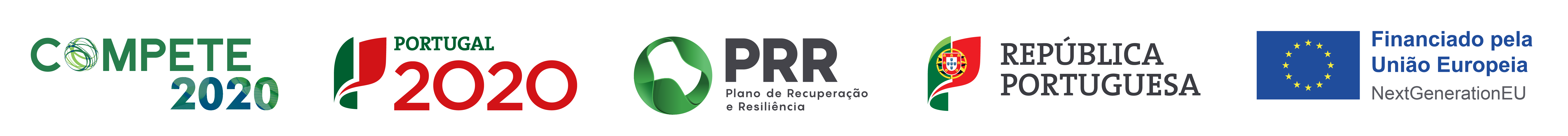 Logotipos finaciamentos P2020, Compete 2020 e PRR